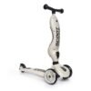 Pelēks Scoot and Ride Highwaykick 1 skrejritenis ar trim riteņiem un melnu rokturi