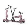 Rozā Scoot and Ride Highwaykick 1 skrejritenis ar stūmējrokturi un trim riteņiem