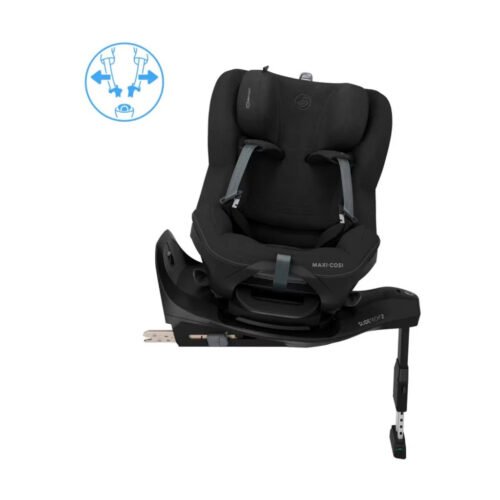 Melns Maxi-Cosi autokrēsliņš ar Isofix pamatni un sānu aizsardzību