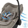 Maxi-Cosi Pebble Slide Pro bērnu autokrēsliņš bēšā krāsā ar ventilējamu sēdekli un drošības jostām