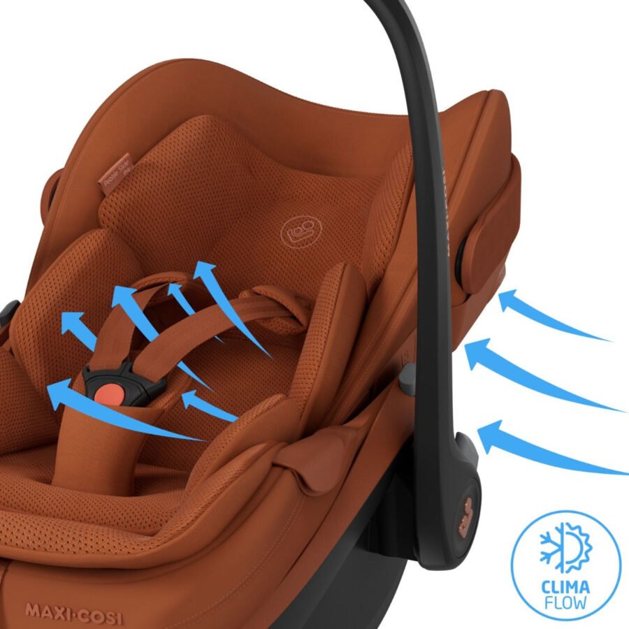 Maxi-Cosi Pebble Slide Pro bēšuļu autokrēsliņš ar ventilācijas atverēm un drošības jostām