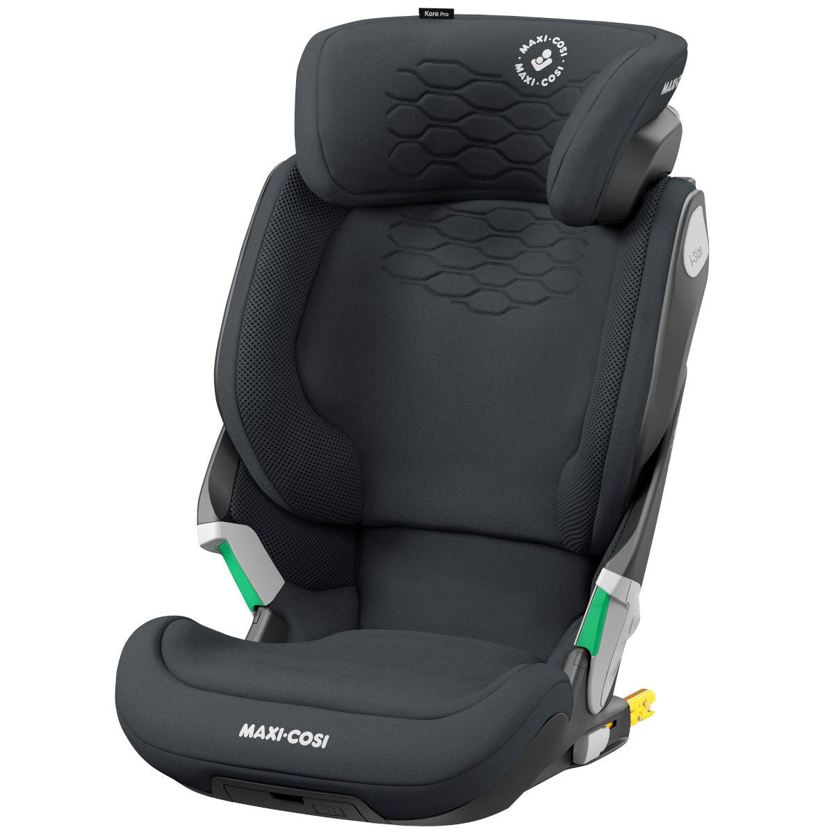 Maxi-Cosi Kore Pro i-Size autokrēsliņš tumši pelēkā krāsā ar augstu atzveltni un galvas balstu