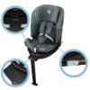Tumši pelēks Maxi-Cosi bērnu autokrēsliņš ar Isofix bāzi un drošības indikatoriem