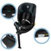 Melns Maxi-Cosi bērnu autokrēsliņš ar Isofix pamatni un zaļām detaļām