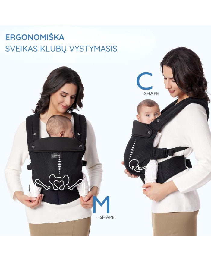 Momcozy ergonomiskā ķengursoma ar tīkliņu Black 2