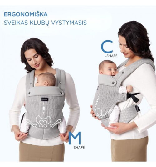 Momcozy ergonomiskā ķengursoma ar tīkliņu Grey 5