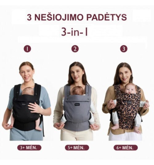 Momcozy ergonomiskā ķengursoma ar tīkliņu Black 6