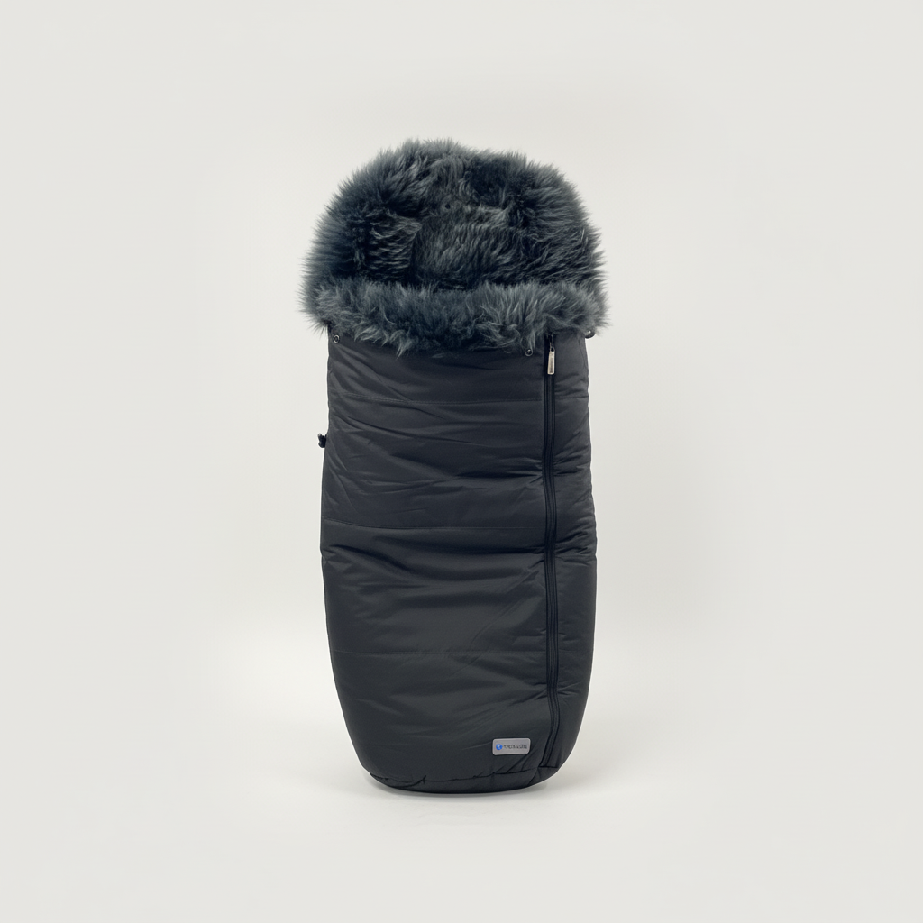 Troller ziemas guļammaiss ratiem ar vilnas kažoku – Black / Grey