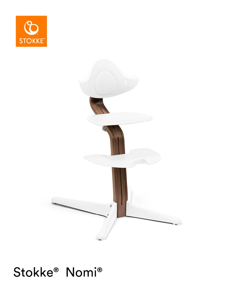 Stokke Nomi barošanas krēsls – Walnut rāmis / White – foto 1