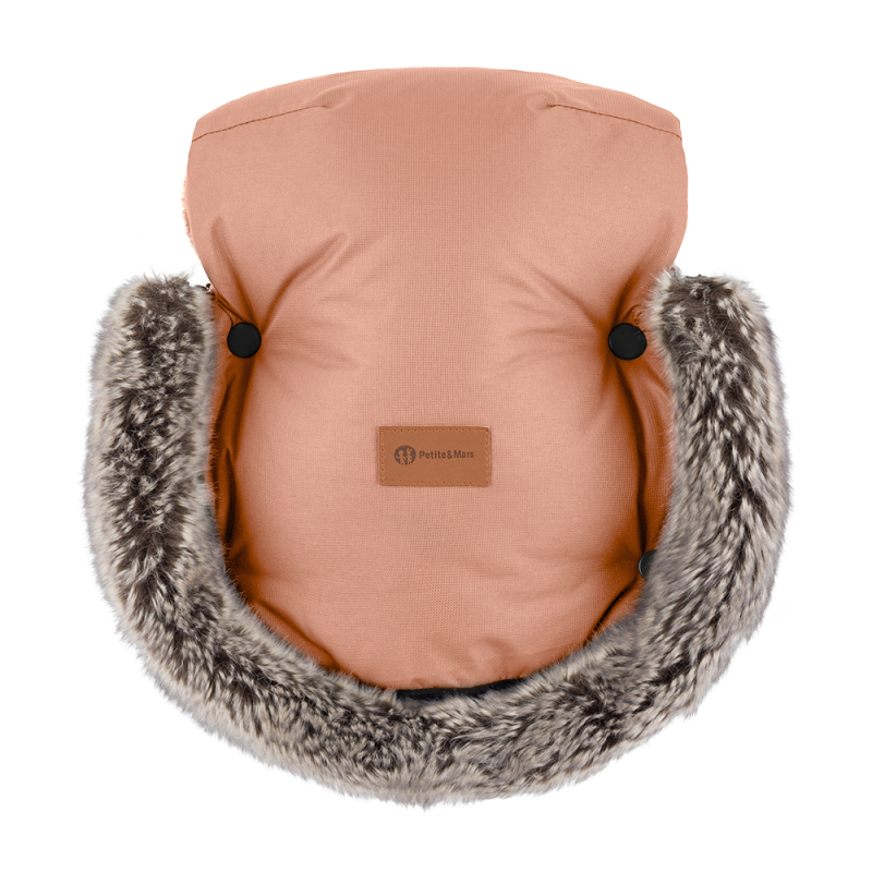 Petite&Mars Furry ziemas cimdi ratiem – Pastel Peach – 4