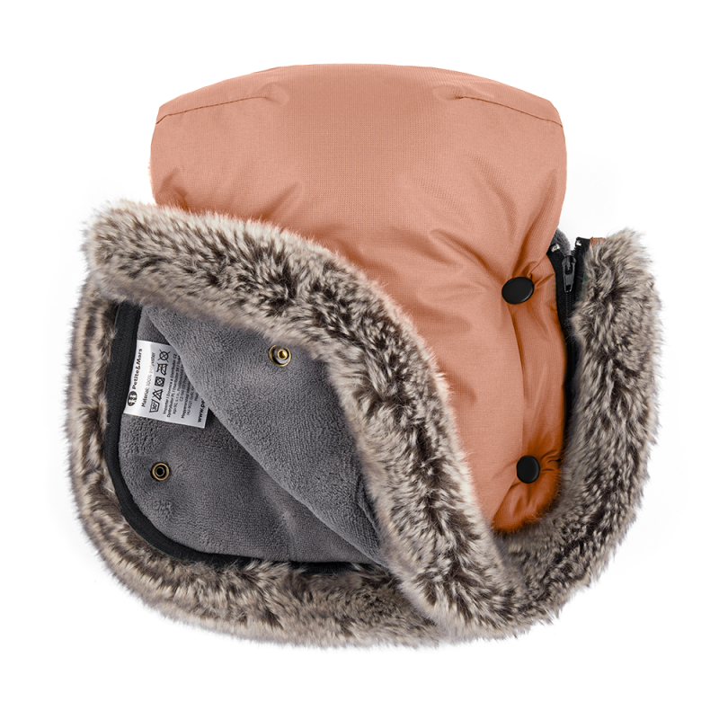 Petite&Mars Furry ziemas cimdi ratiem – Pastel Peach – 5