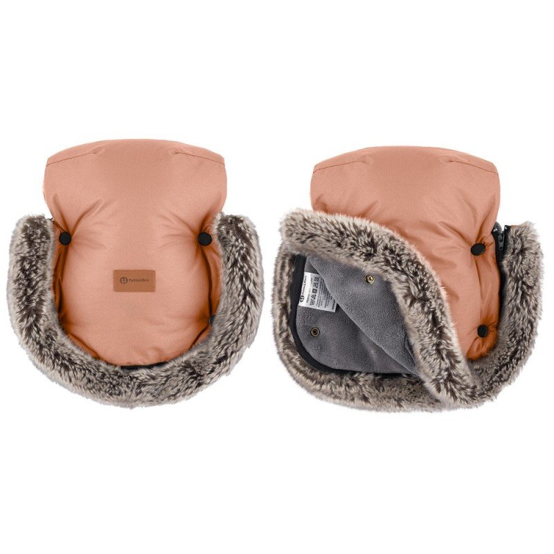 Petite&Mars Furry ziemas cimdi ratiem – Pastel Peach
