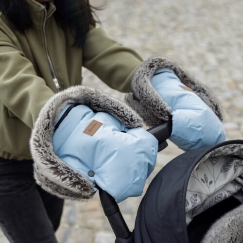 Petite&Mars Furry ziemas cimdi ratiem – Sky Whisper – 3