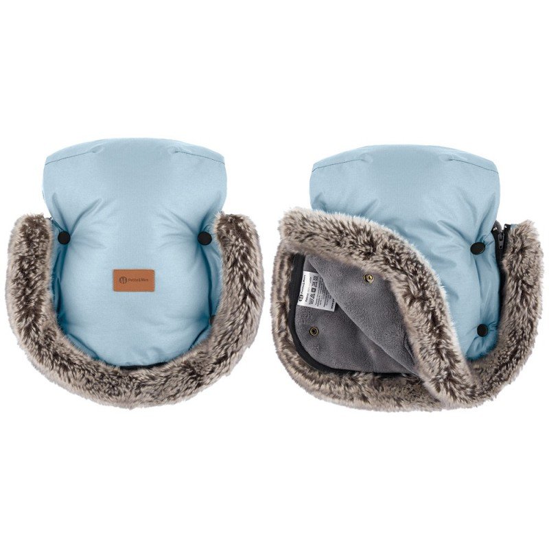 Petite&Mars Furry ziemas cimdi ratiem – Sky Whisper