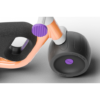 WOOM WOW balansa velosipēds Pop Peach ar melnu sēdekli un violetiem akcentiem, redzams tuvplānā