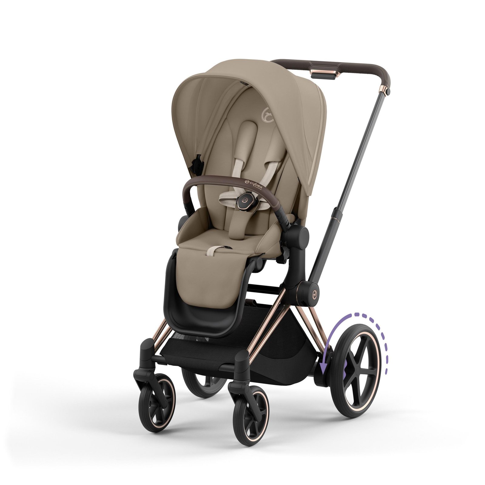 Cybex e-Priam V4 sporta rati Cozy Beige (Rose Gold Frame) Cybex e-Priam V4 sporta rati Cozy Beige (Rose Gold Frame)