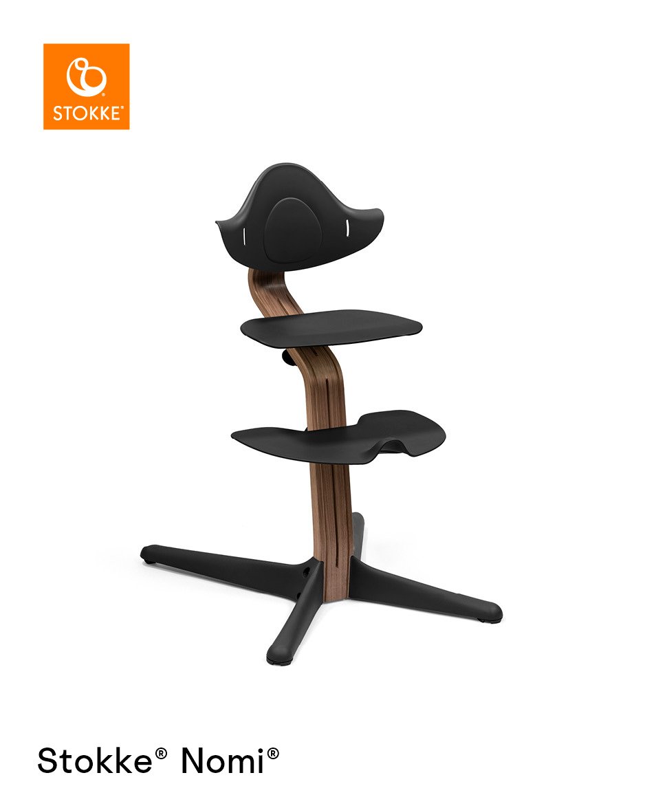 Stokke Nomi barošanas krēsls – Walnut rāmis / Black – foto 1