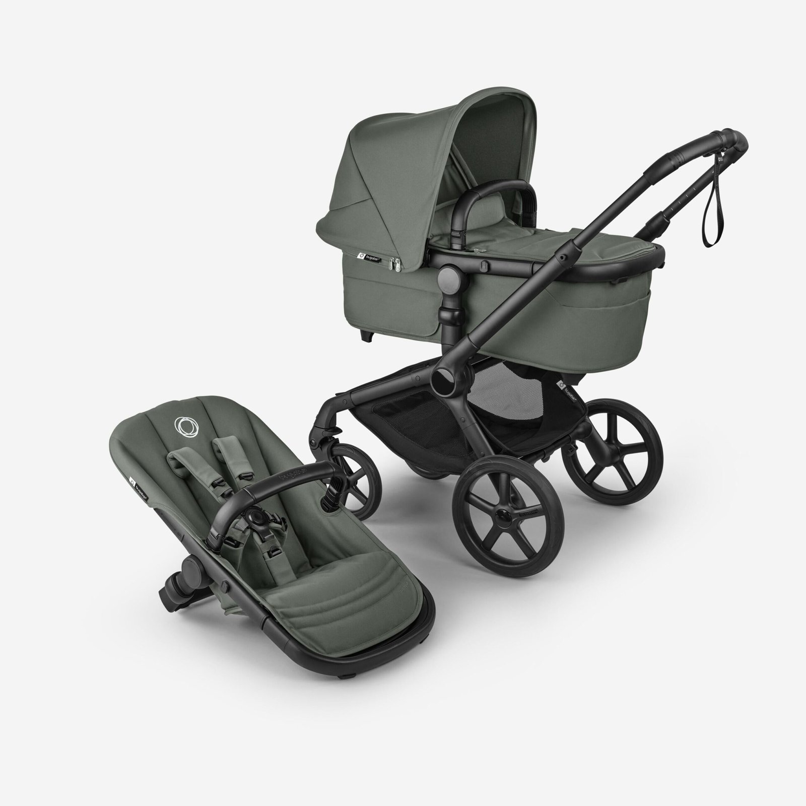 Bugaboo Fox 5 Renew universālie ratiņi 2in1 Black/Forest Green