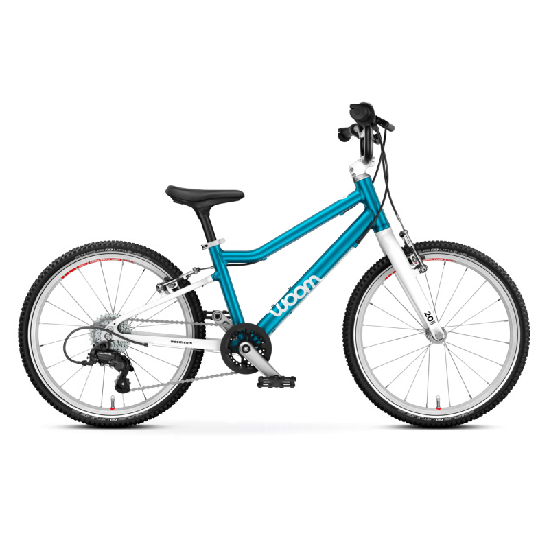WOOM GO 4 bērnu velosipēds, metallic blue, ar melnu sēdekli un baltu rāmi